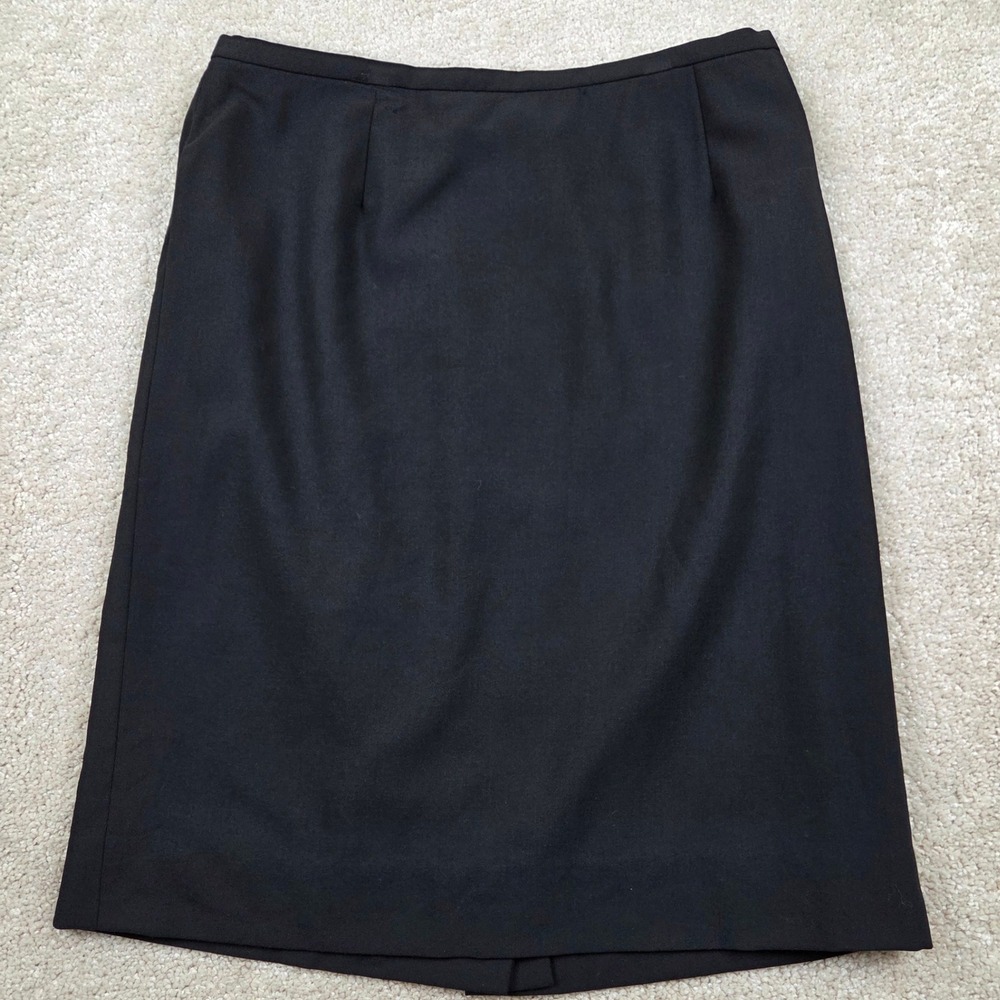 Black Pencil Skirt Size 10 Wool Blend Lined Back Vent Office 21.5" Dana‎ Buchman